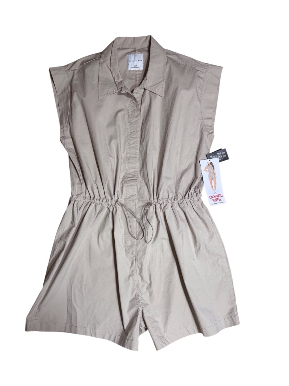 Sleeveless cinch Waist Romper in Light Taupe/Bege women’s size XXXL NWT